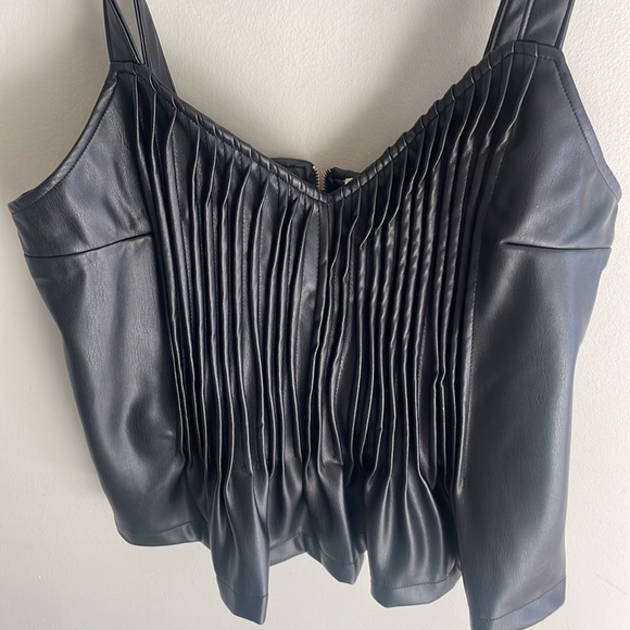 Black leather peplum shirt purchased at Anthropology - Picture 2 of 3